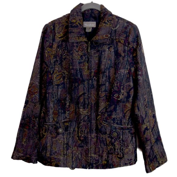 TanJay | Vintage | Gold Glitter Textured Jacket | Size 8 - Picture 3 of 6